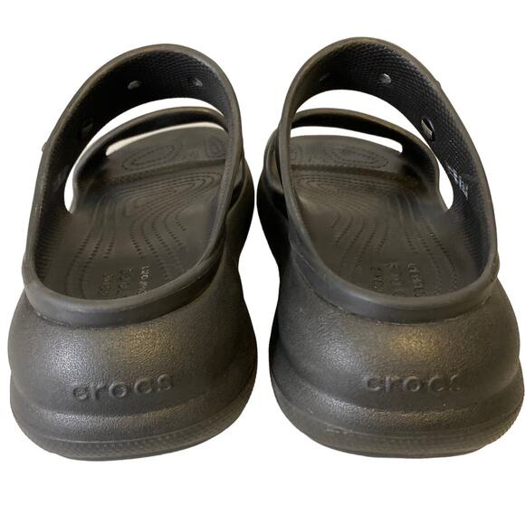 CROCS Iconic Crush Sandal Shoe Black Unisex Sz M7/W9 Platform Chunky Slide - Picture 3 of 11